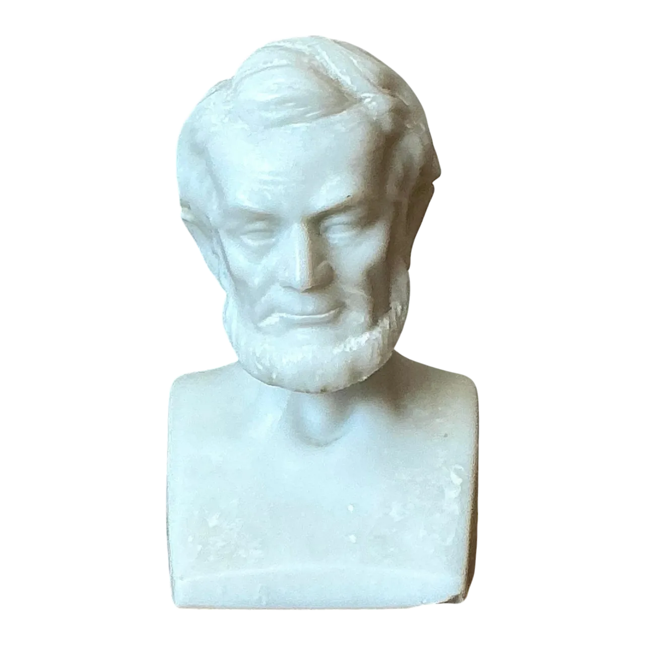 Vintage Boho Carved Marble Bust of a Lincoln