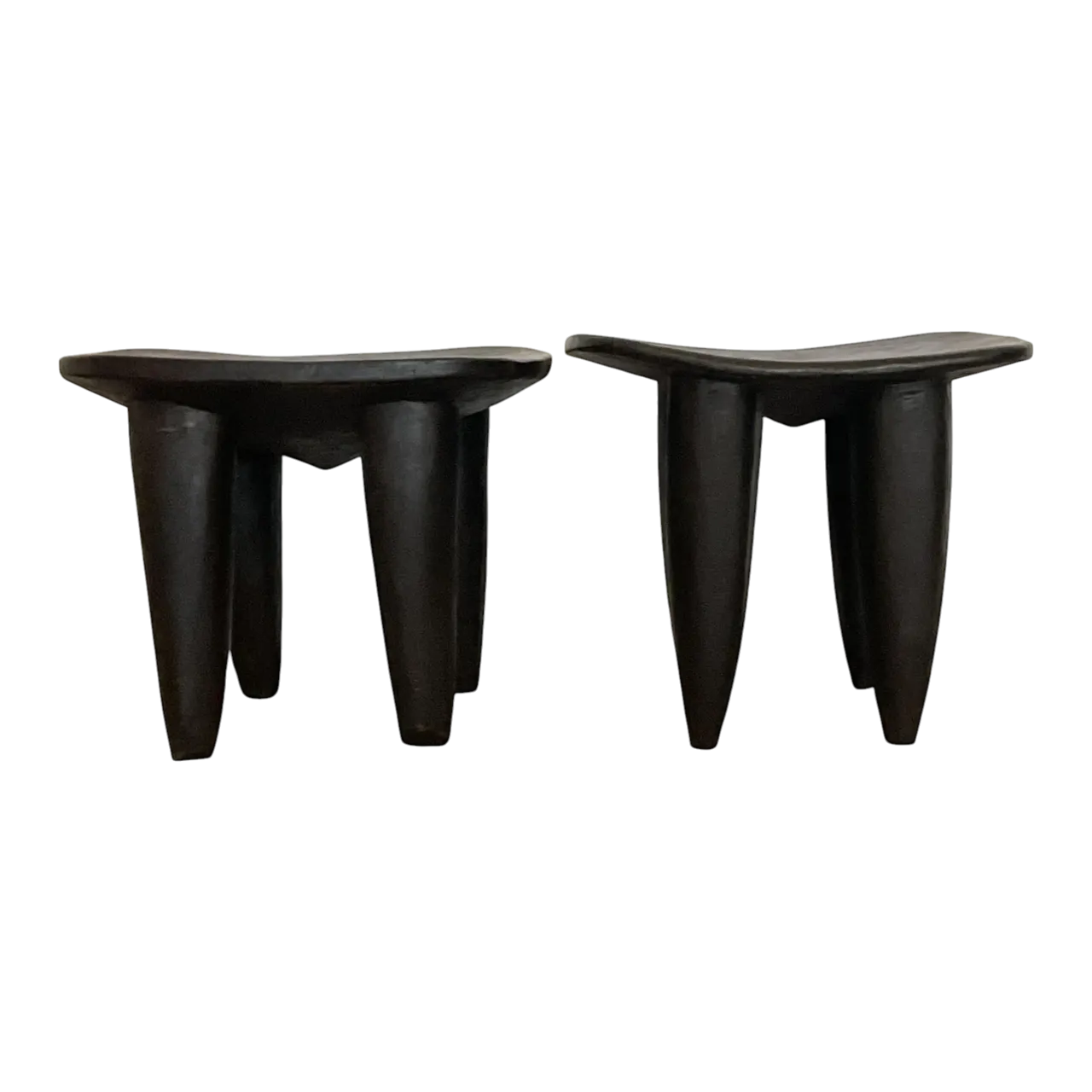 Vintage Boho Carved Senufo Stools - Set of 2