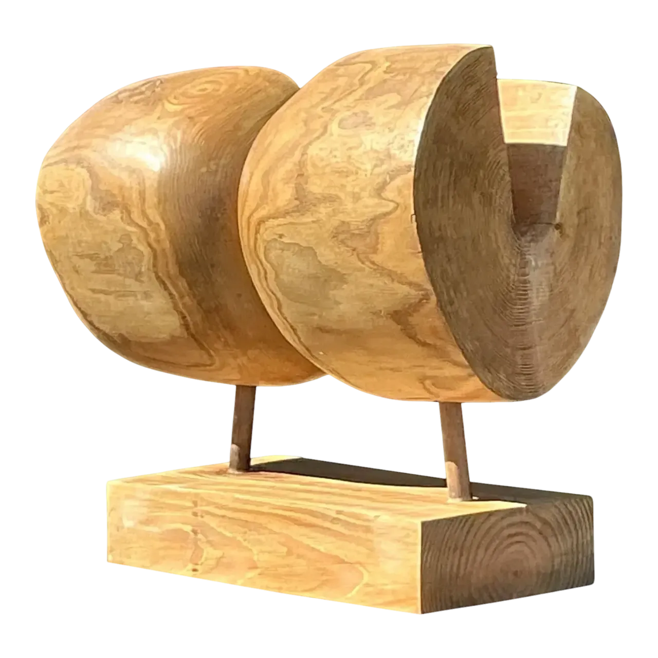 Vintage Boho Carved Z Wood Abstract Sculpture