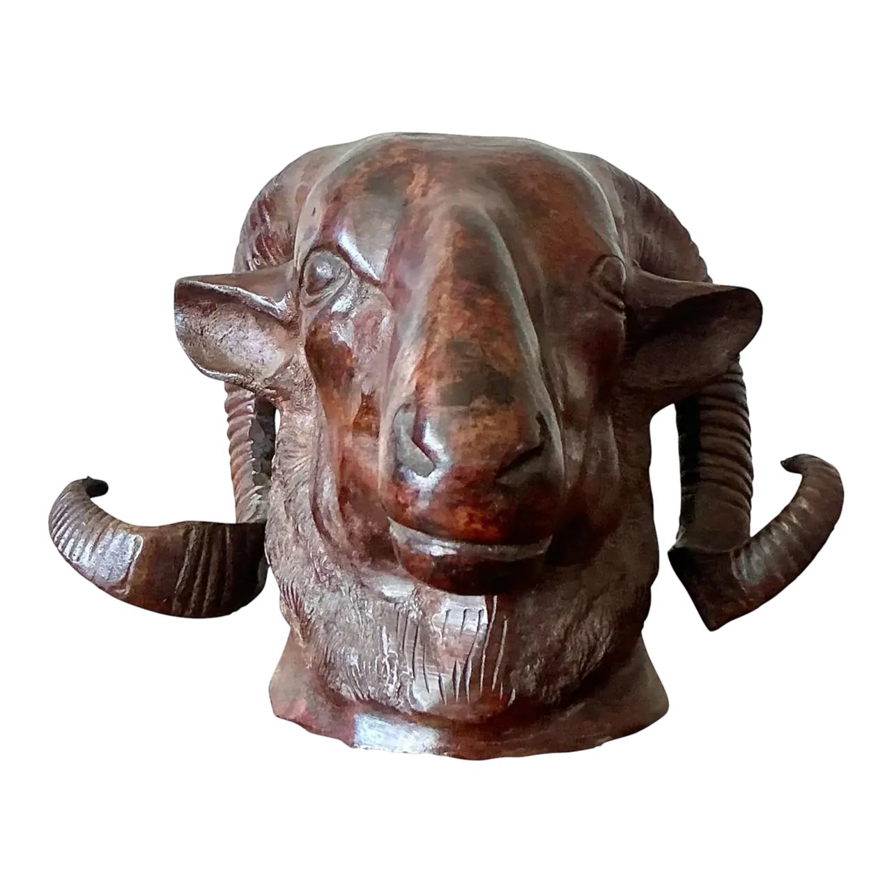 Vintage Boho Cast Bronze Rams Head