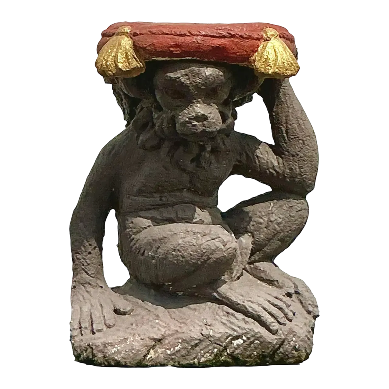 Vintage Boho Cast Concrete Monkey Low Stool