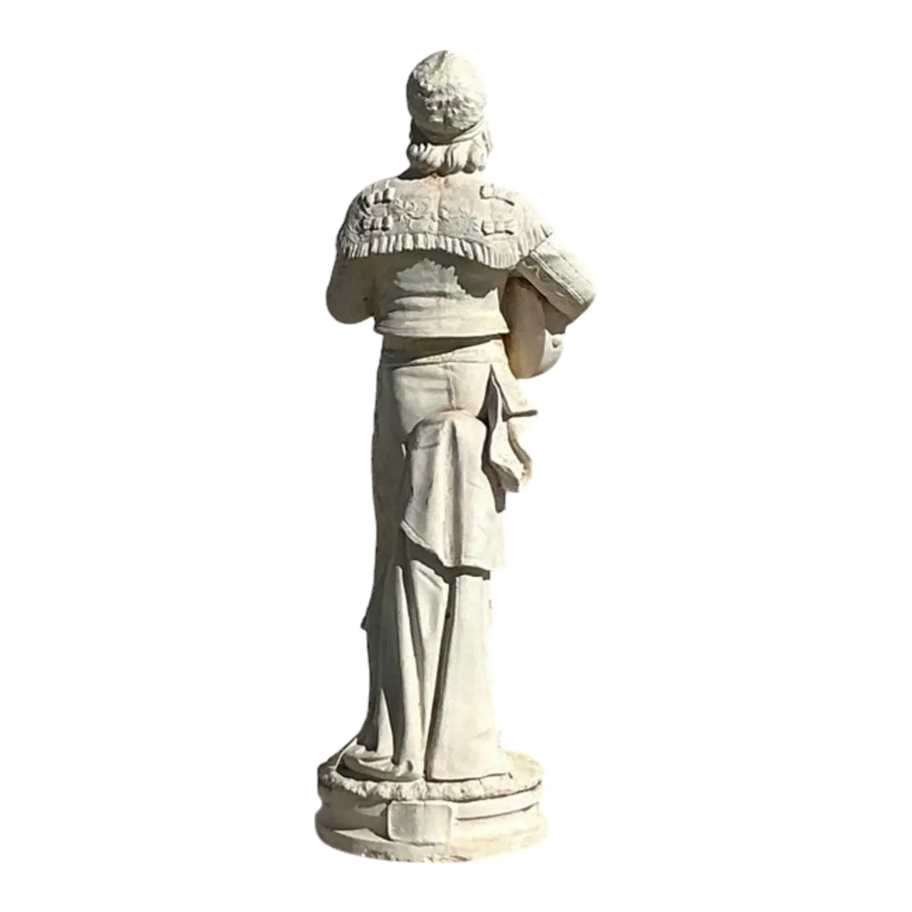 Vintage Boho Cast Concrete Statue of Guitar Player