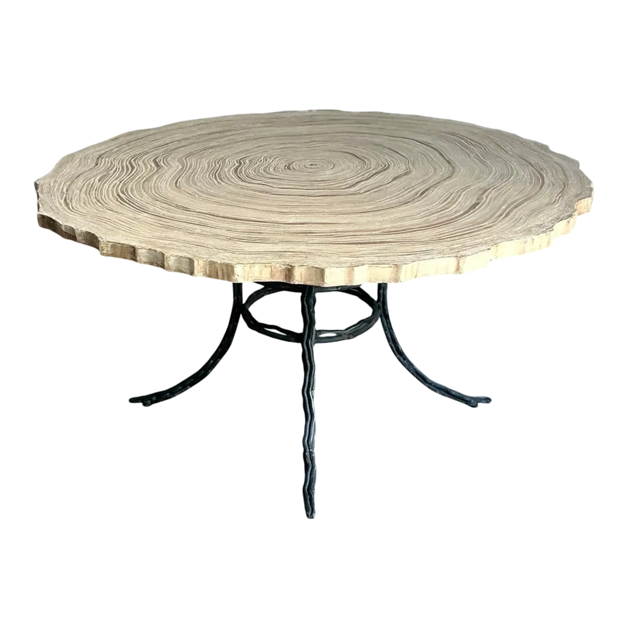 Vintage Boho Cast Concrete Tree Slab Table