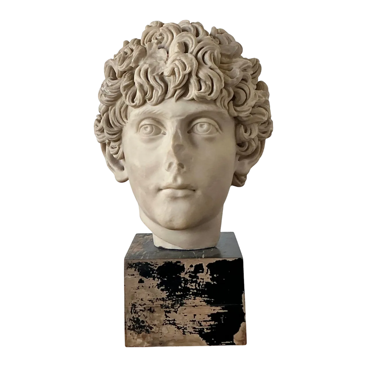 Vintage Boho Cast Marble Bust of Marcus Aurelius