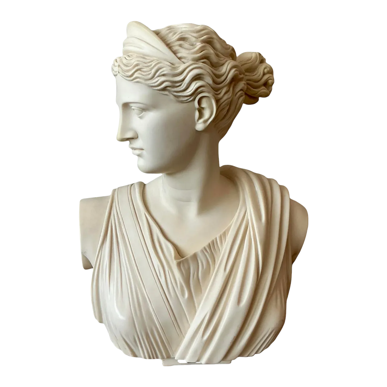 Vintage Boho Cast Stone Bust of Artemis Diana