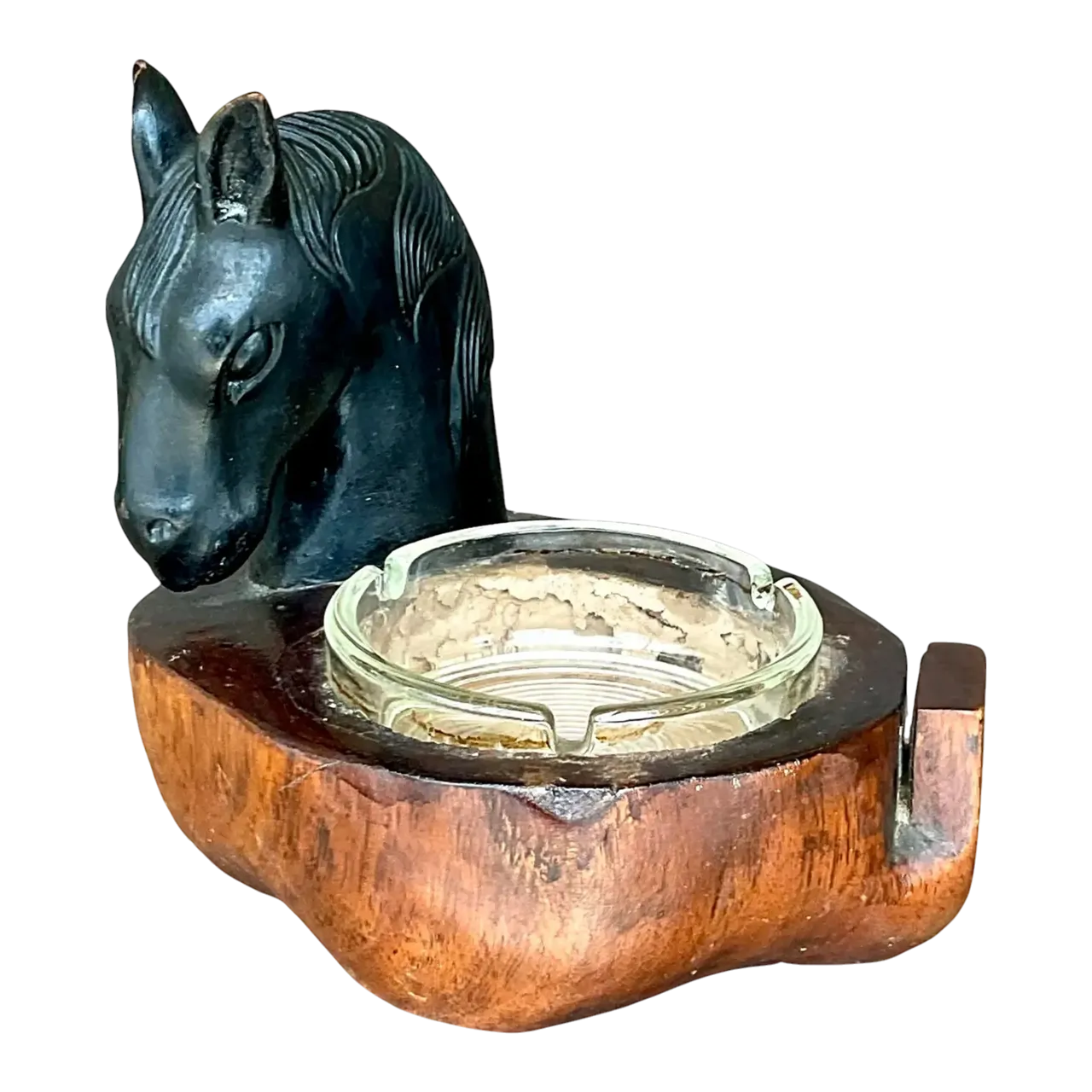 Vintage Boho Ceramic Horsehead Ashtray