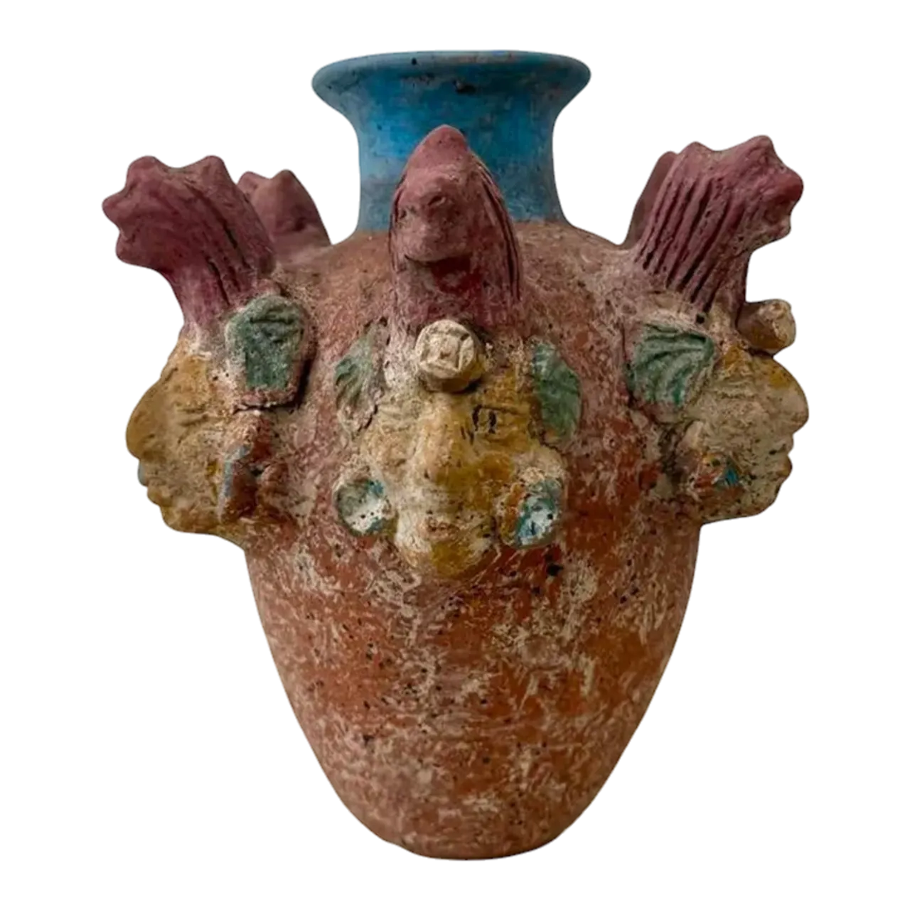Vintage Boho Ceramic Terracotta Face Vase