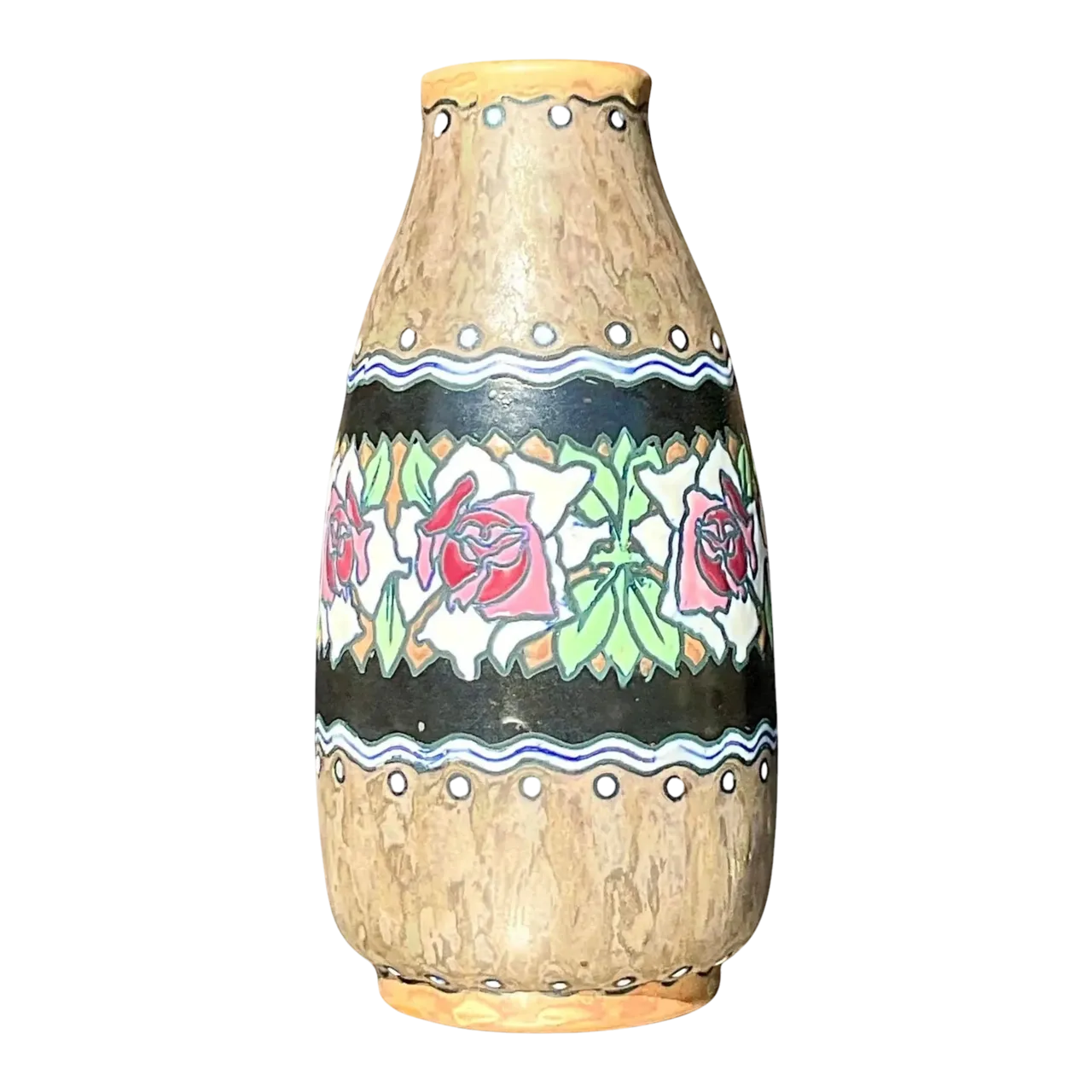 Vintage Boho Charles Catteau for Boch Freres Keramis Hand Painted Vase