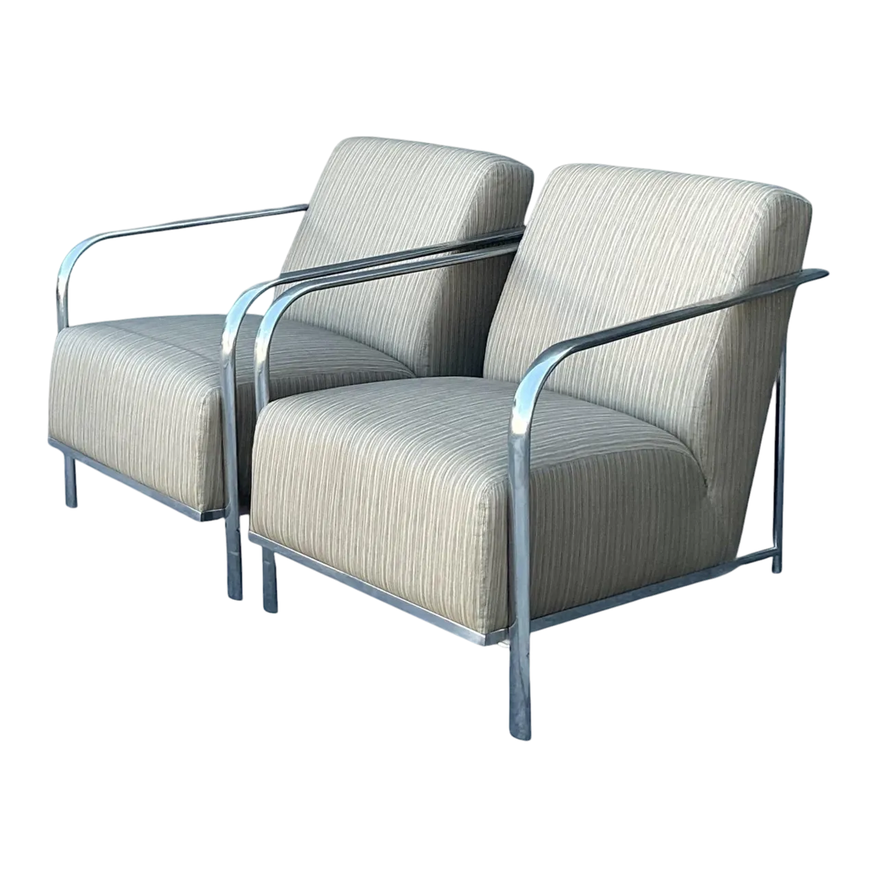 Vintage Boho Chrome Frame Lounge Chairs - A Pair
