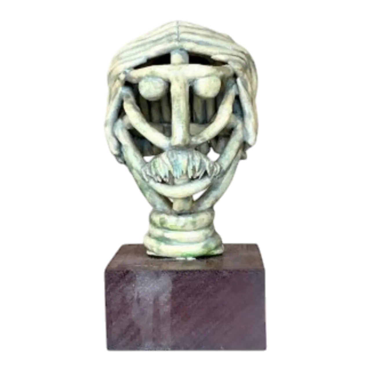 Vintage Boho Coiled Clay Bust Of Man