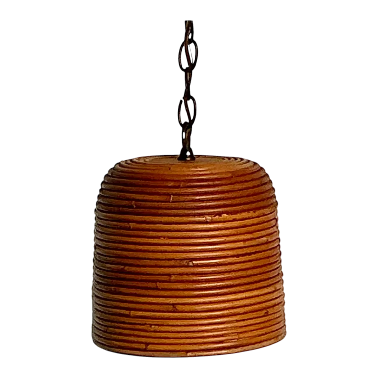 Vintage Boho Coiled Pencil Reed Hanging Light Pendant