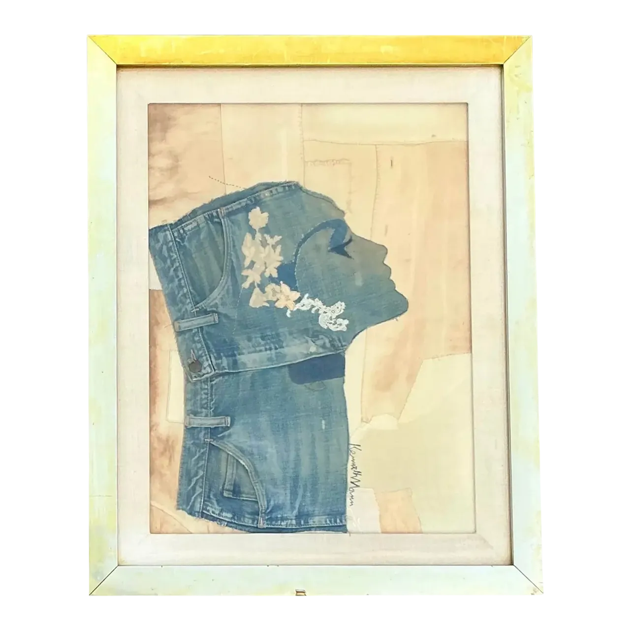 Vintage Boho Denim Collage Portrait