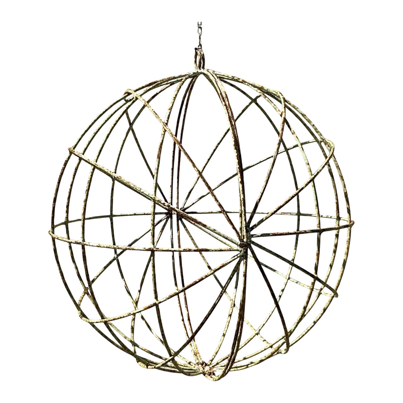 Vintage Boho Distressed Iron Sphere - A Pair