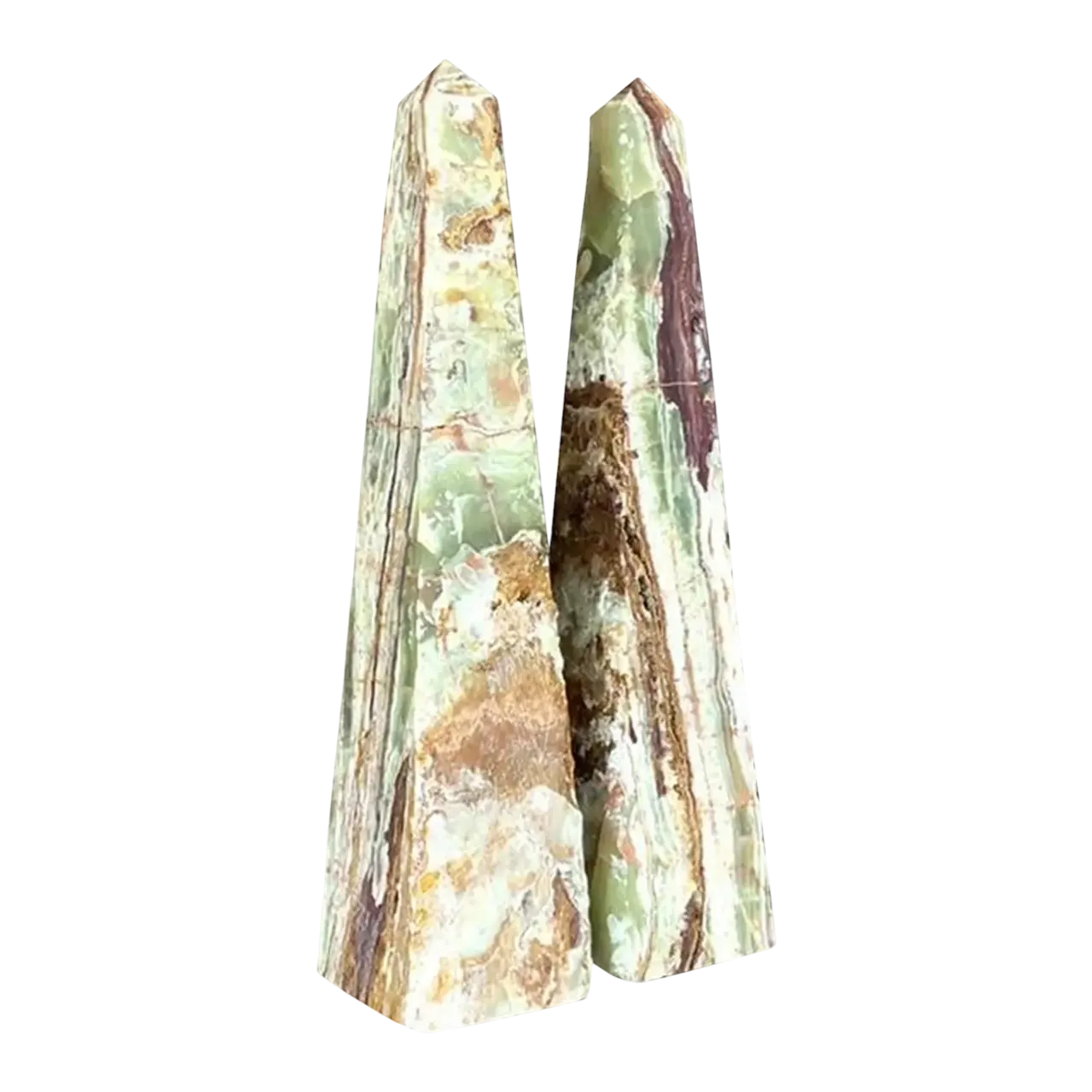Vintage Boho Distressed Opal Obelisks - a Pair