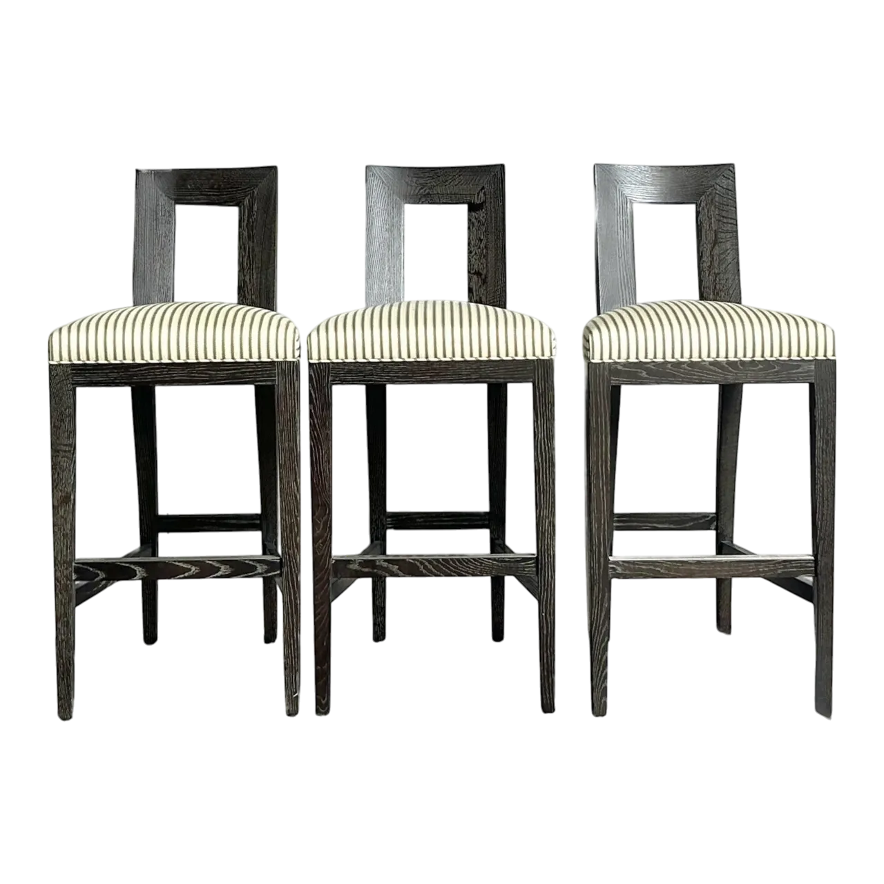 Vintage Boho Donghia Cerused “Margarita” Bar Stools - Set of 3