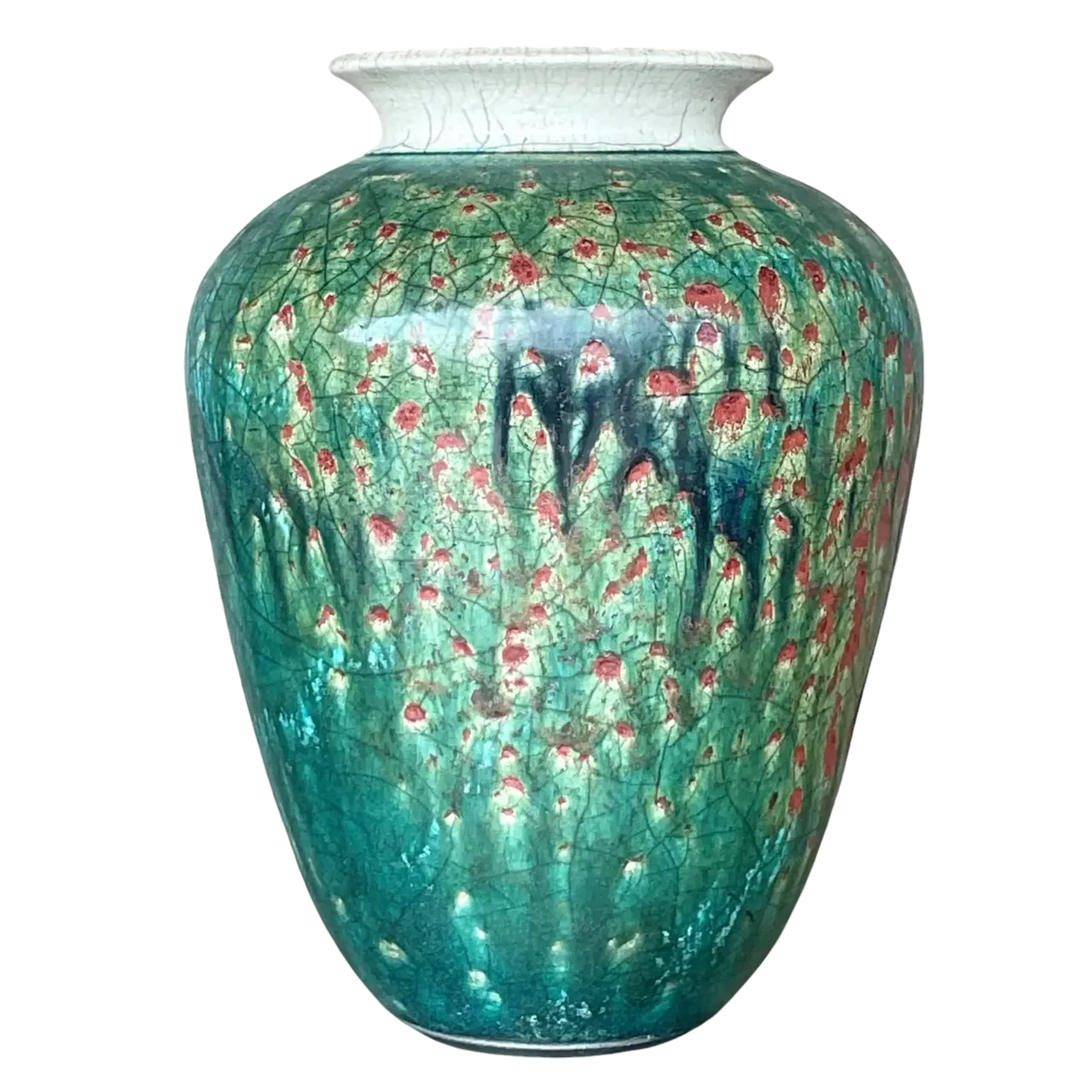 Vintage Boho Drip Glaze Studio Pottery Vase - Pottery, 8.5W x 11.5H