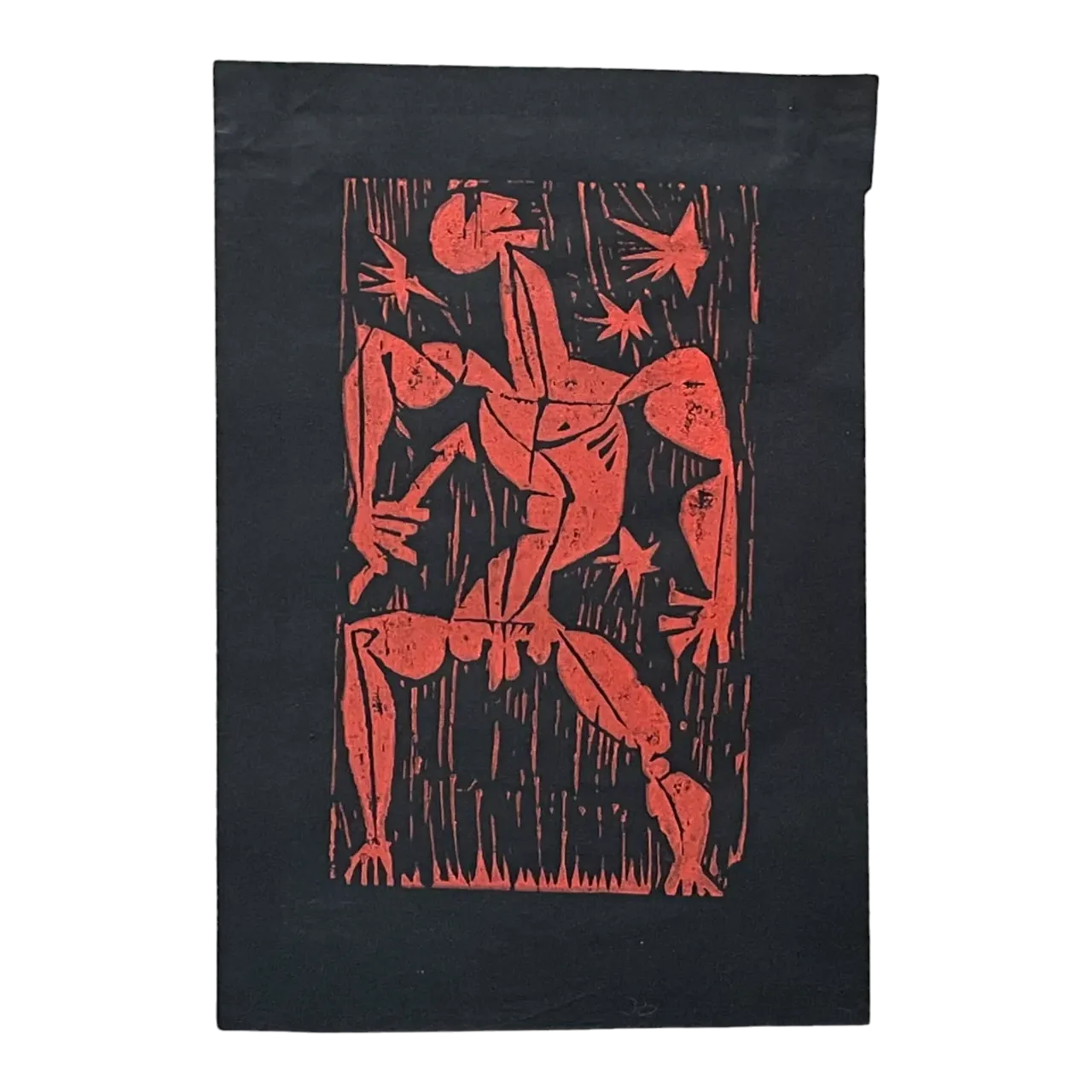 Vintage Boho Edward Marecak Woodcut