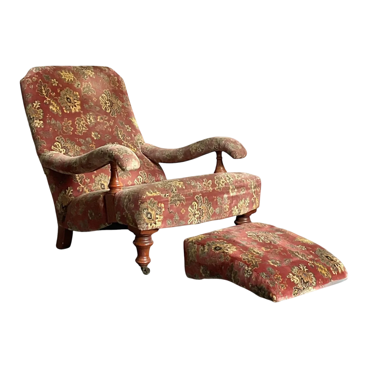 Vintage Boho Edwardian Steamer Chair and Foot Rest