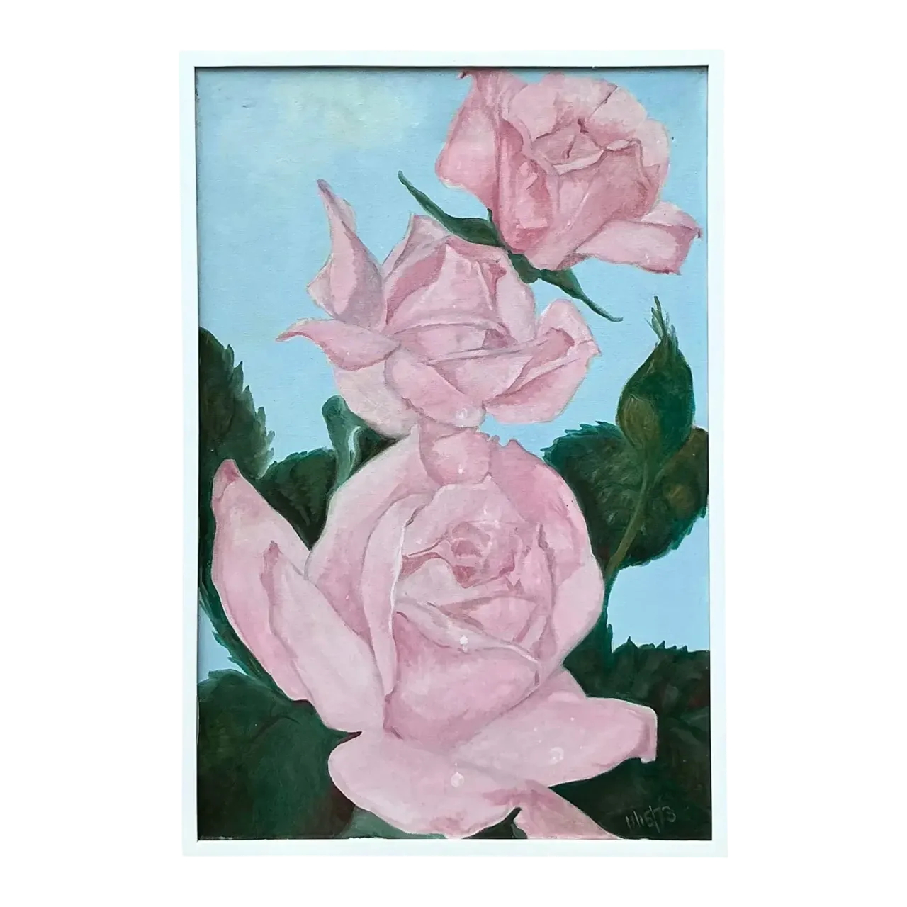Vintage Boho Floral Original Oil Painting on Canvas