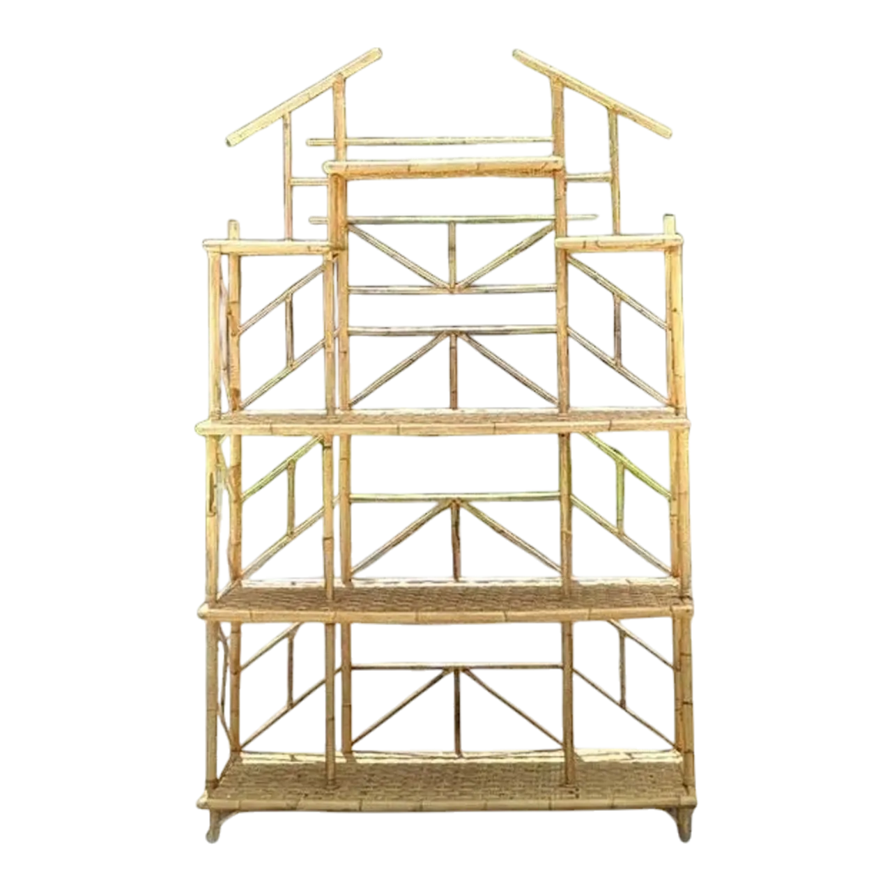 Vintage Boho French Bamboo Etagere