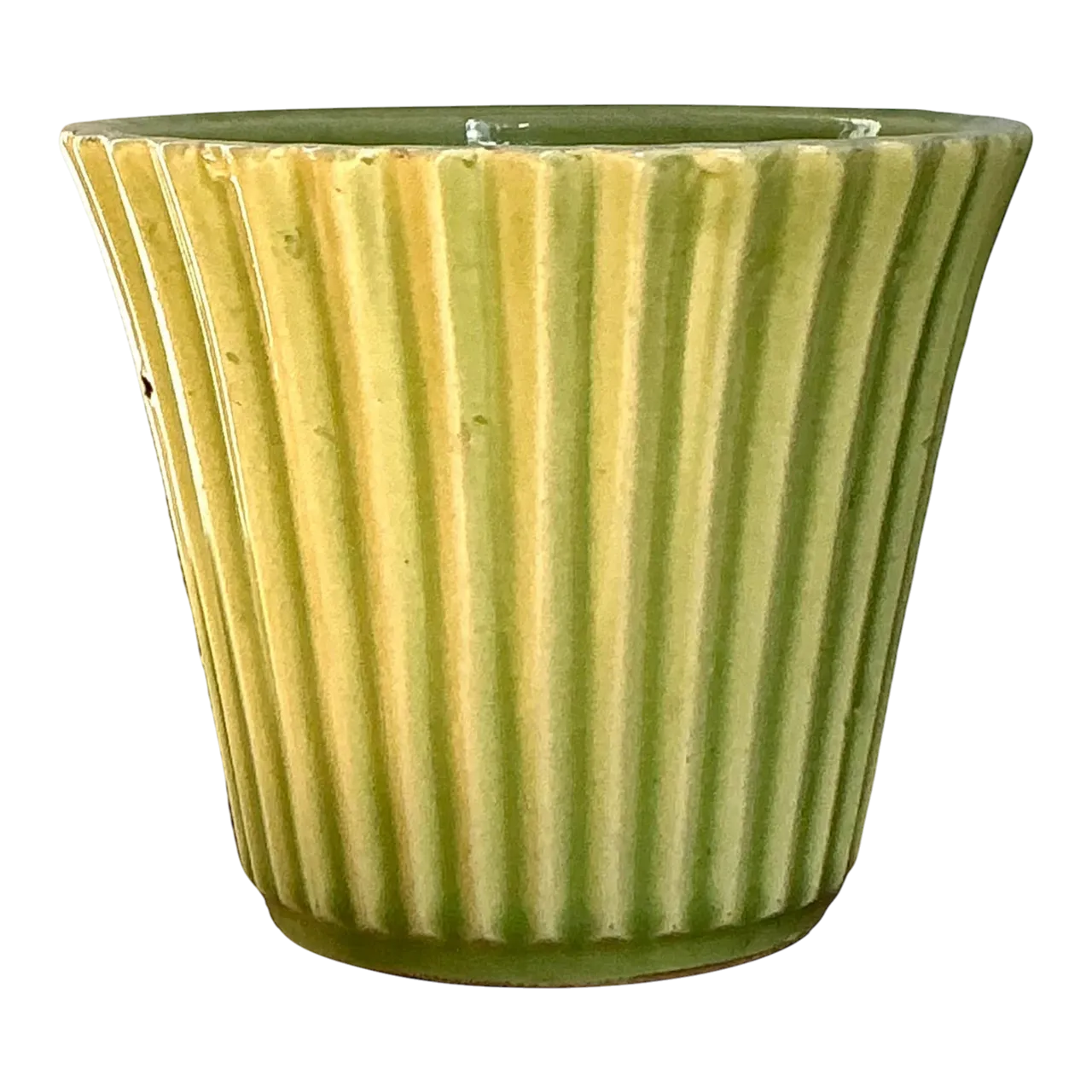 Vintage Boho French Glazed Ceramic Pleated Vase