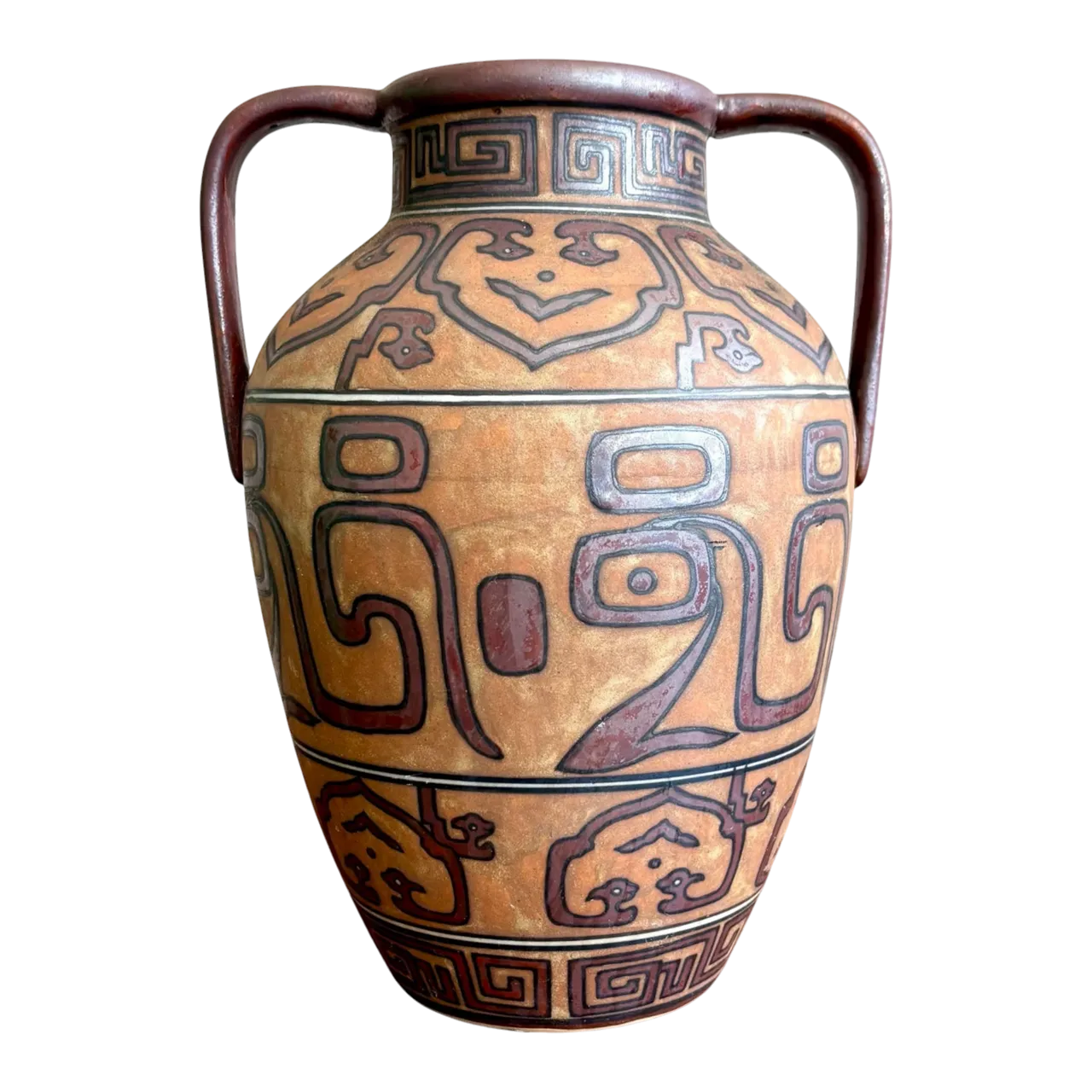 Vintage Boho Geometric Terracotta Jug
