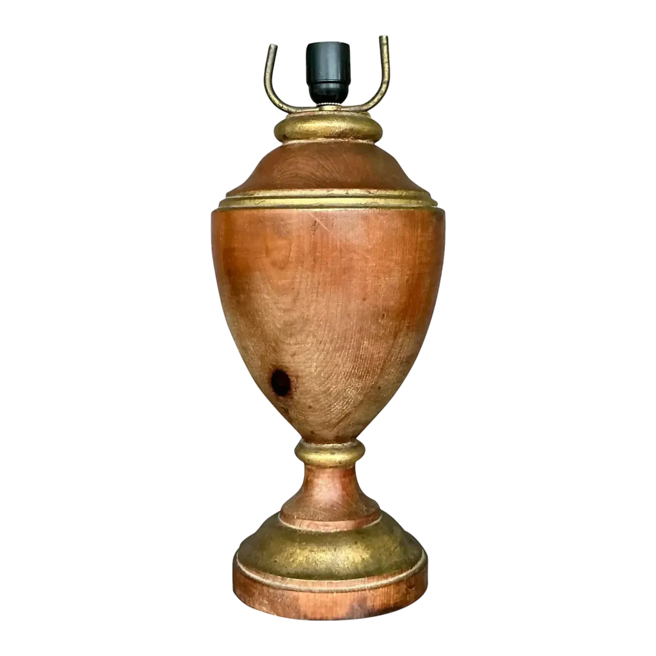 Vintage Boho Gilt Tipped Turned Wood Lamp