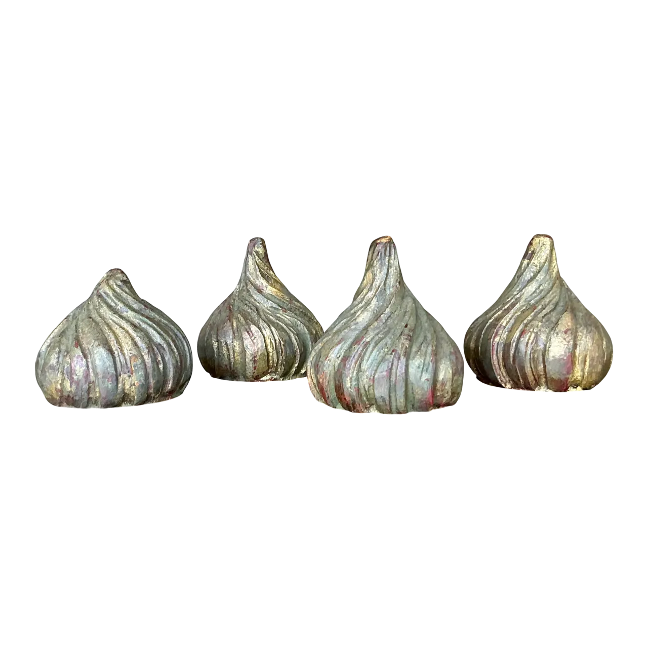 Vintage Boho Gilt Tipped Wood Spires - Set Of 4