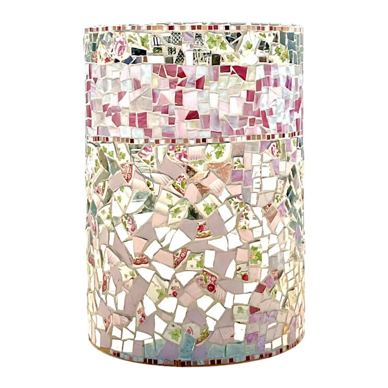 Vintage Boho Glass and Ceramic Mosaic Dining Table Pedestal