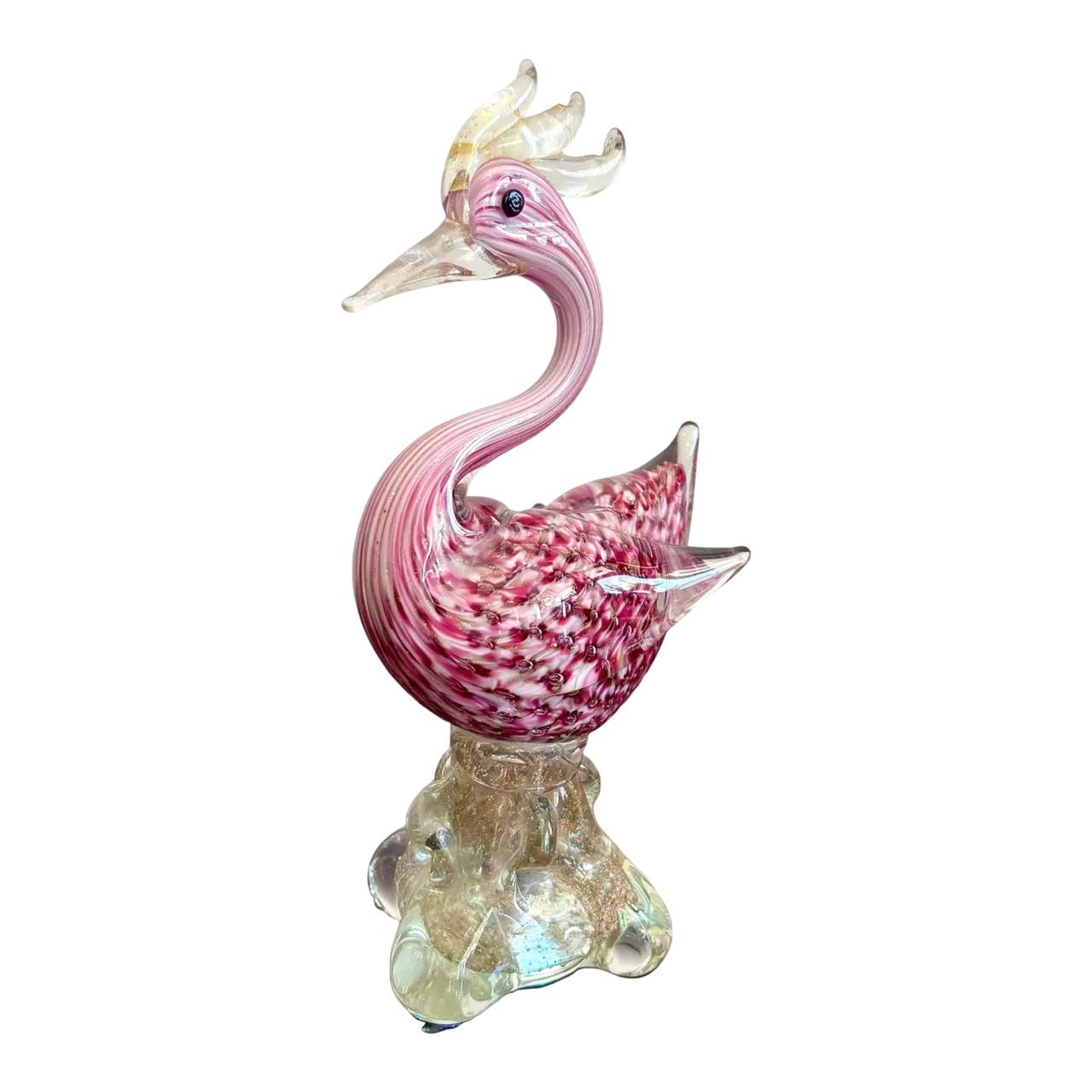 Vintage Boho Glass Bird Sculpture After Murano