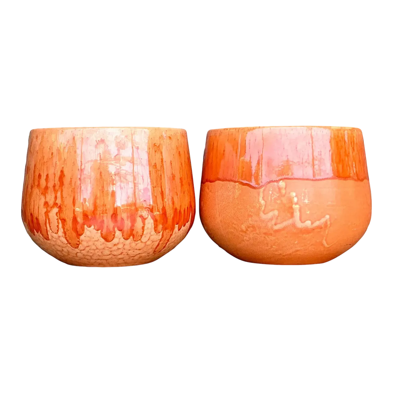 Vintage Boho Glazed Ceramic Bowls - Set of 2