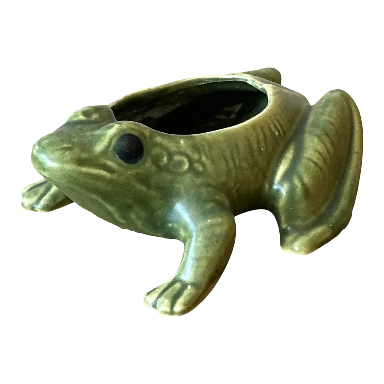 Vintage Boho Glazed Ceramic Frog Planter