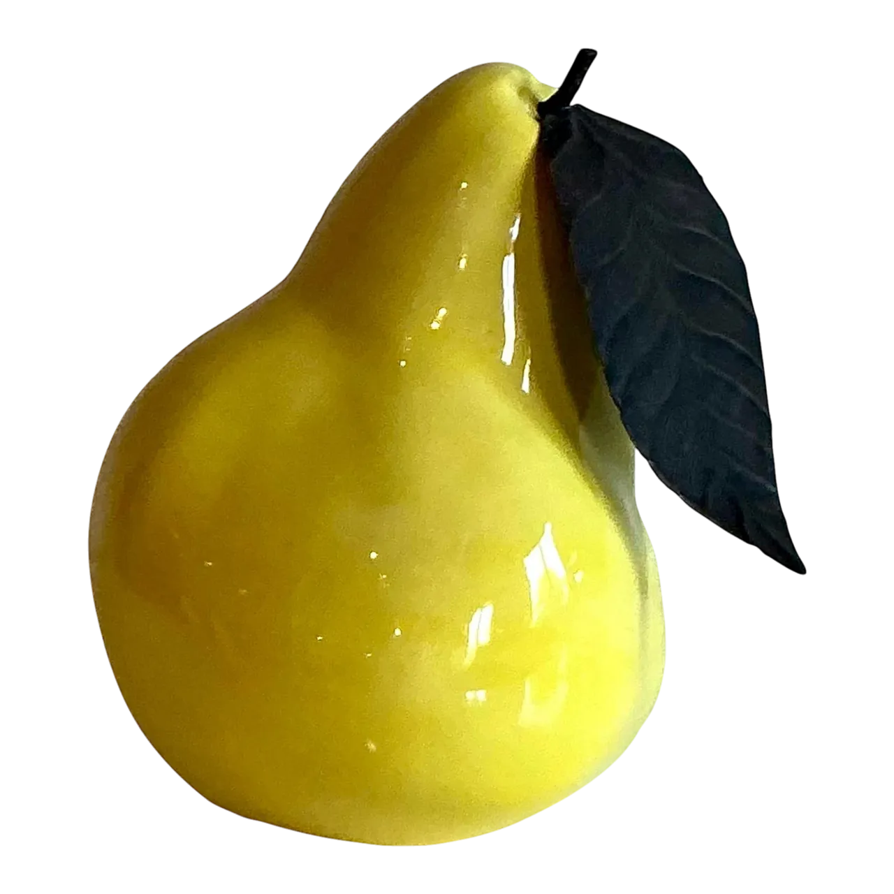 Vintage Boho Glazed Ceramic Monumental Pear