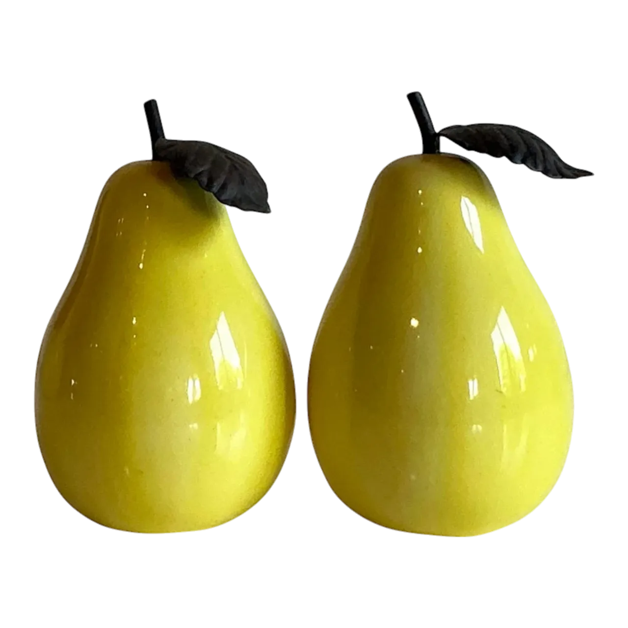 Vintage Boho Glazed Ceramic Pears - Set of 2