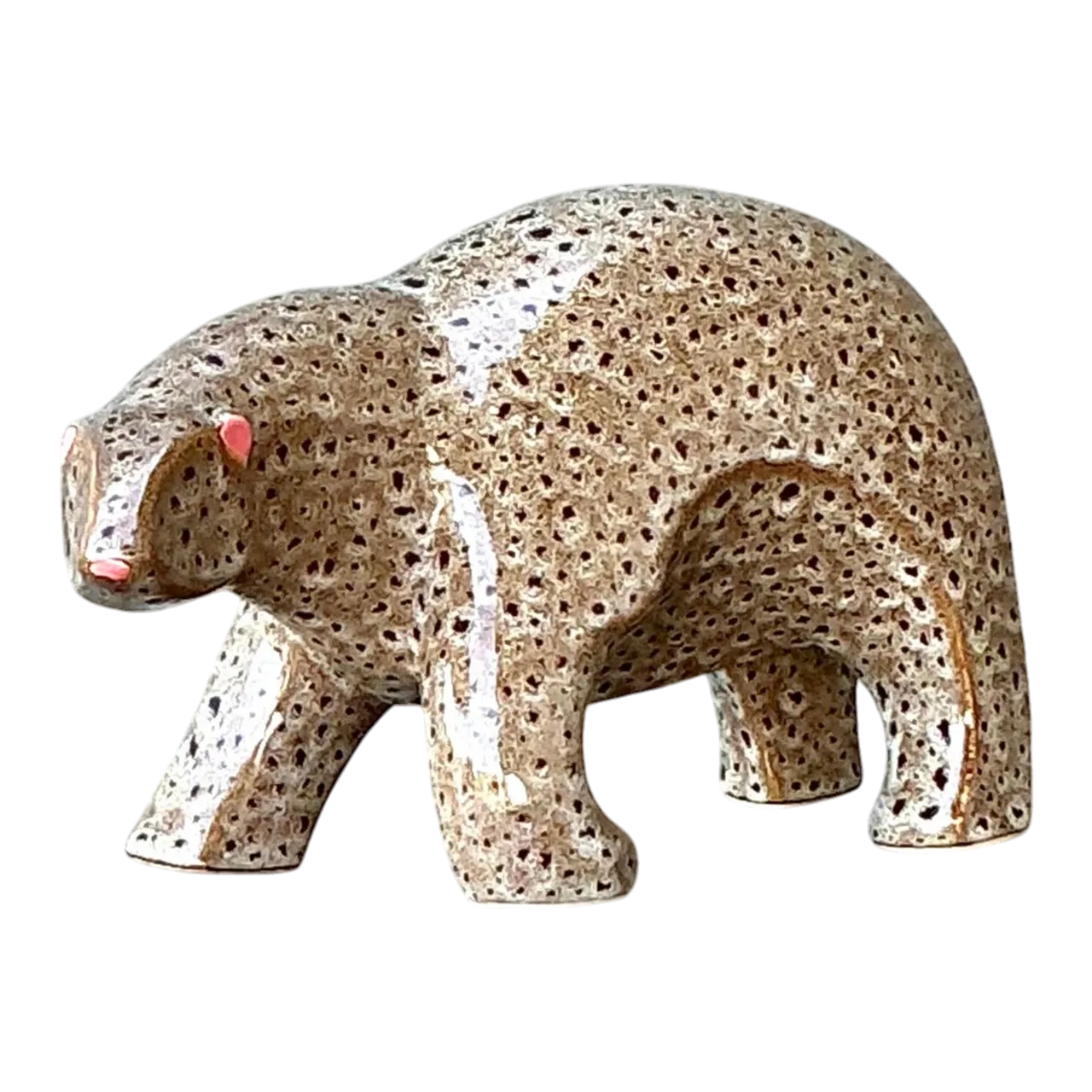 Vintage Boho Glazed Ceramic Polar Bear