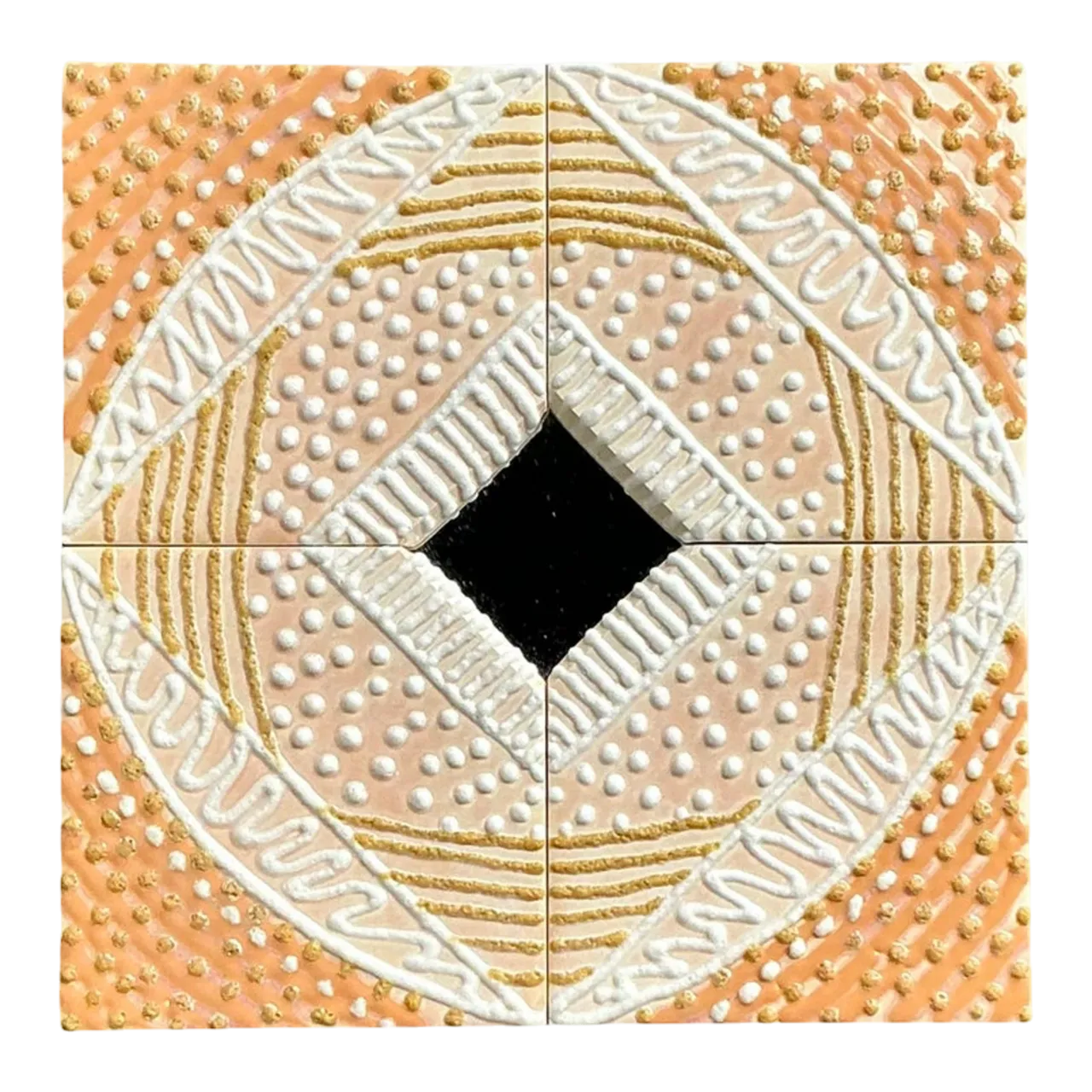Vintage Boho Glazed Ceramic Tile Mirror