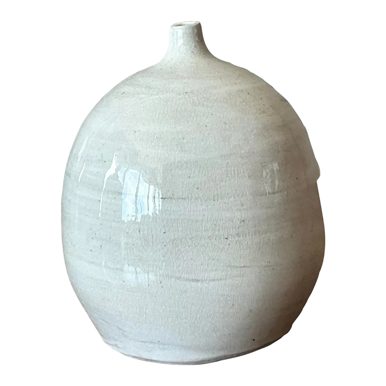 Vintage Boho Glazed Ceramic Vase - Ceramic, 3.75W x 4.5H