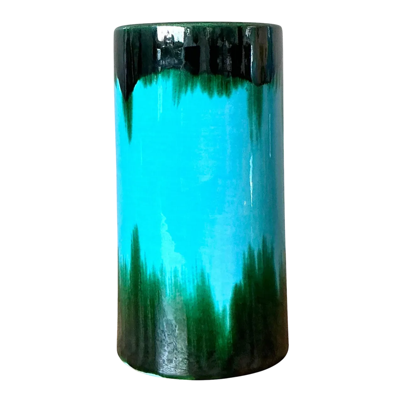 Vintage Boho Glazed Ceramic Vase - Ceramic, 4W x 8H