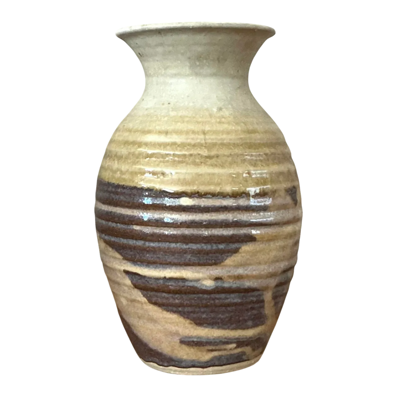 Vintage Boho Glazed Ceramic Vase - Ceramic, 5.5W x 9.5H