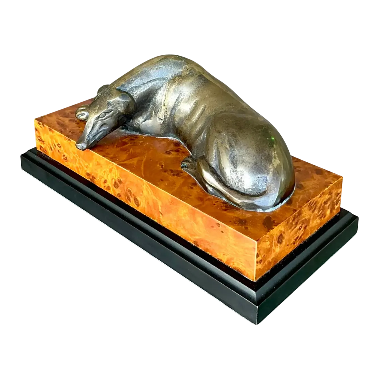 Vintage Boho Greyhound on Burl Plinth