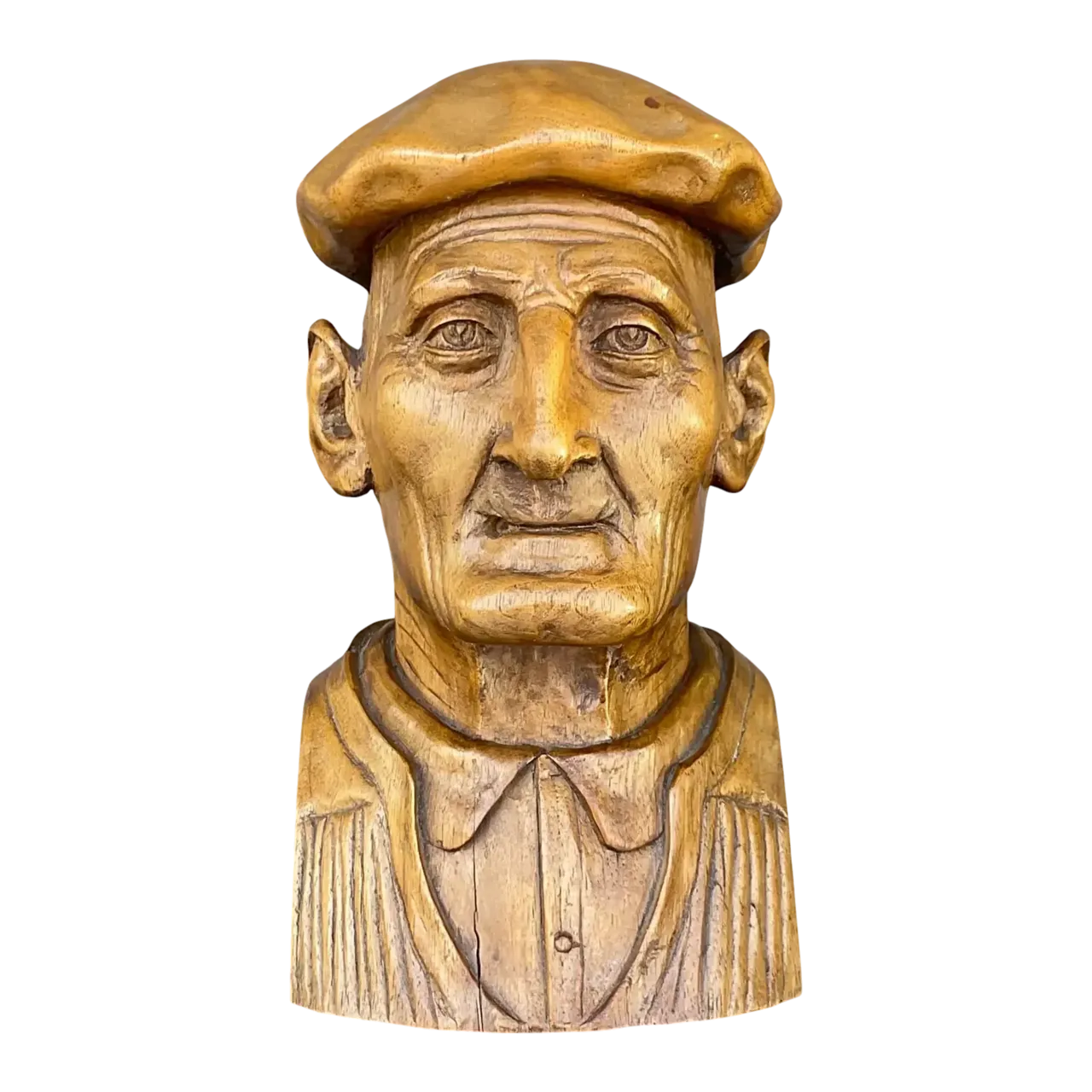 Vintage Boho Hand Carved Bust of Man