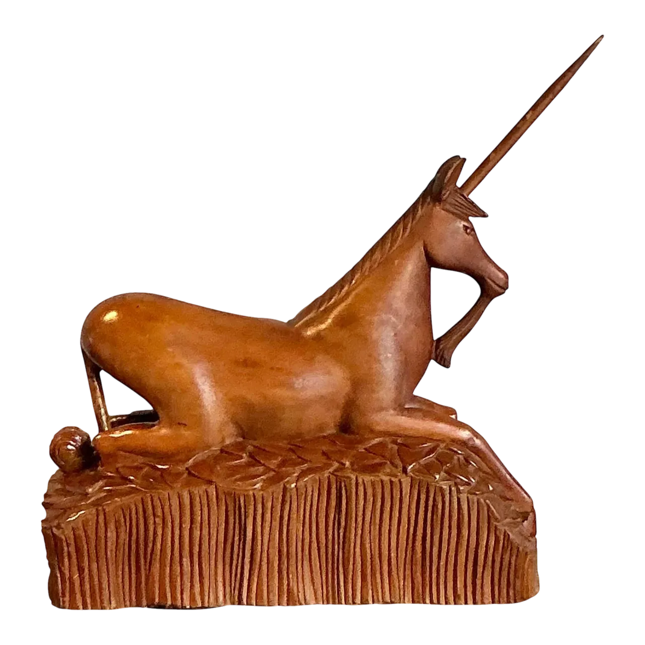Vintage Boho Hand Carved Wooden Unicorn