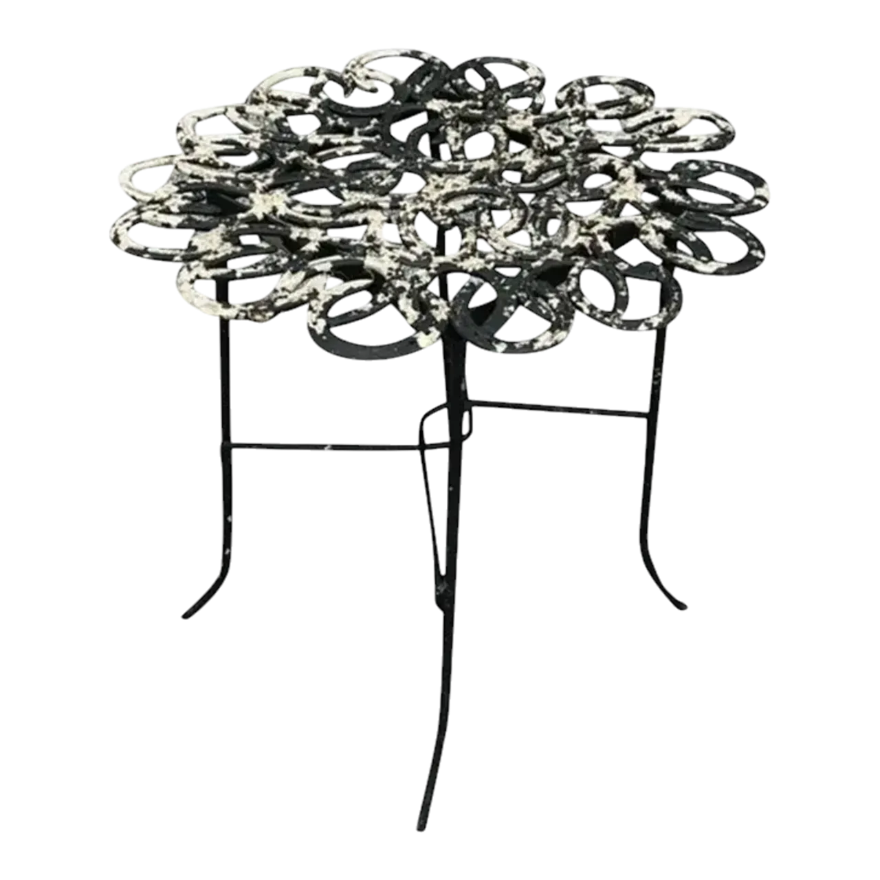 Vintage Boho Hand Forged Horseshoe Table