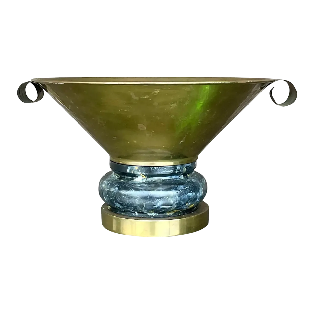 Vintage Boho Hand Painted Brass Centerpiece Bowl