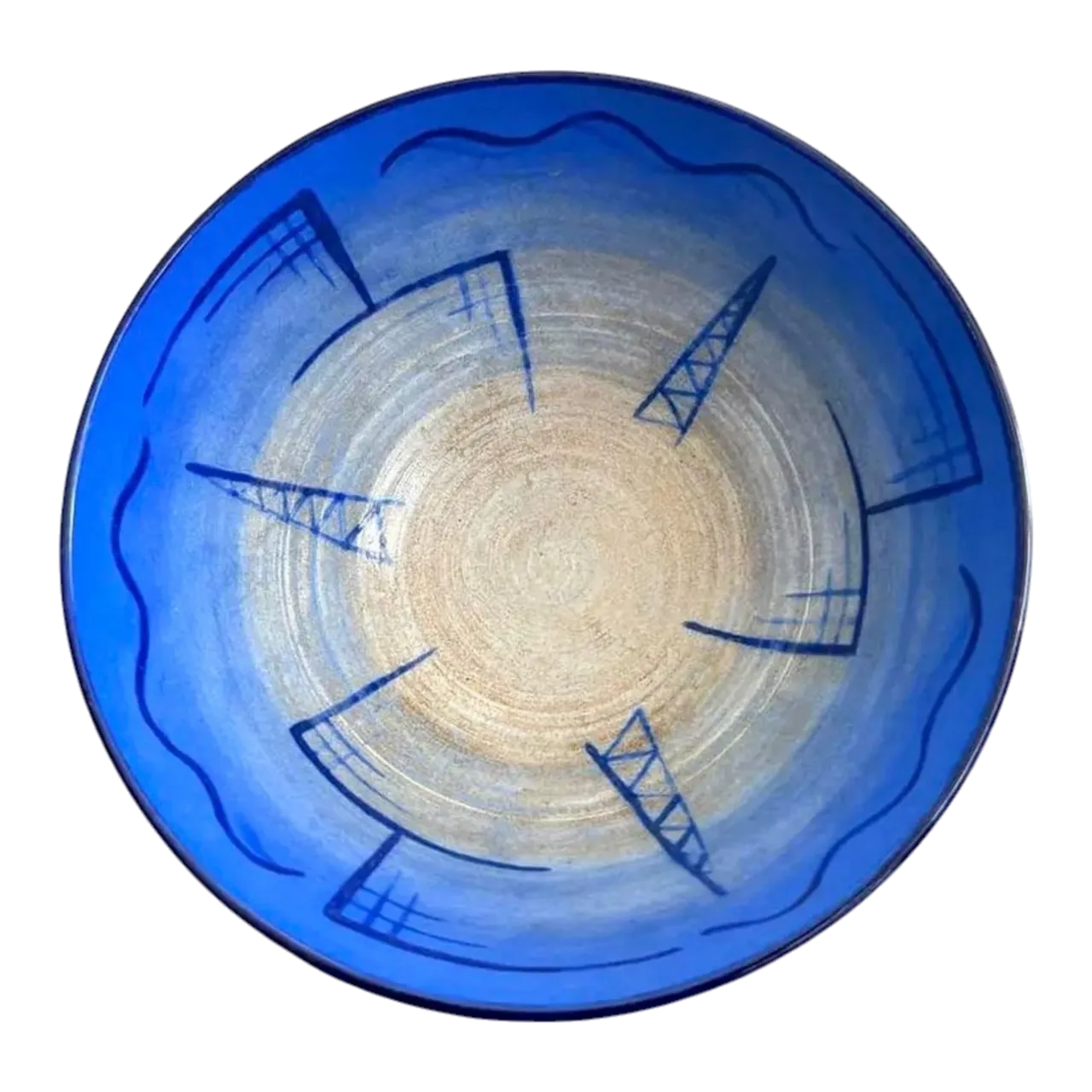 Vintage Boho Hand-Painted Cobalt Blue Bowl