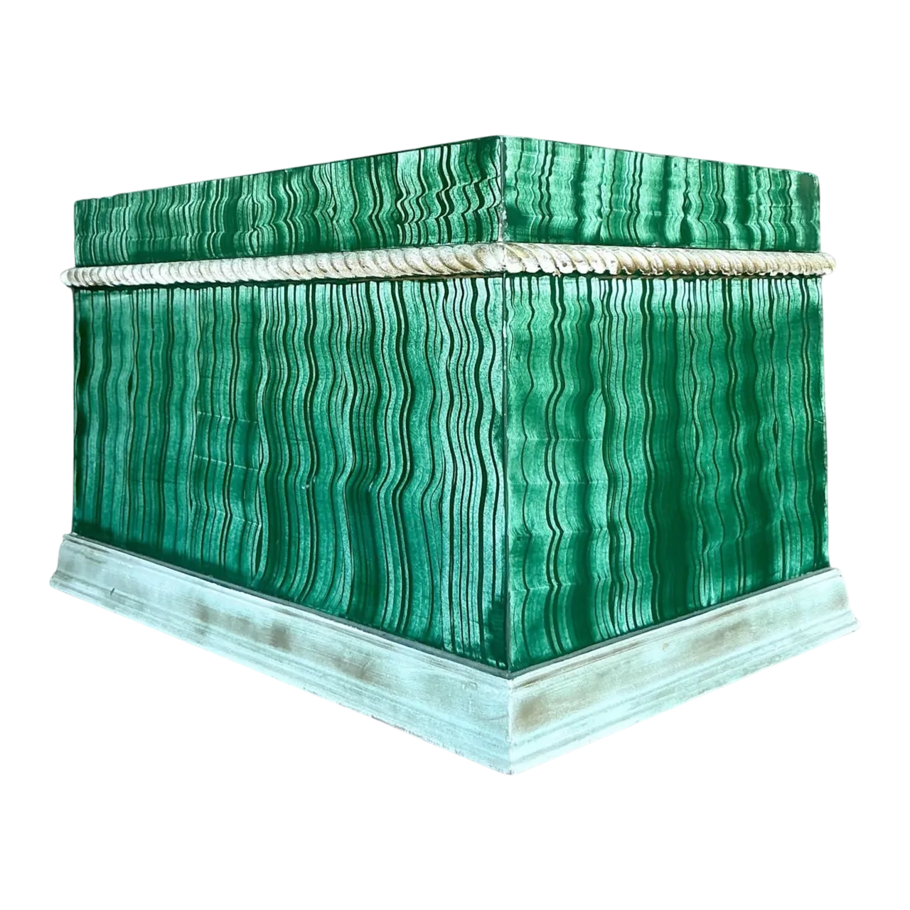 Vintage Boho Hand Painted Faux Malachite Box