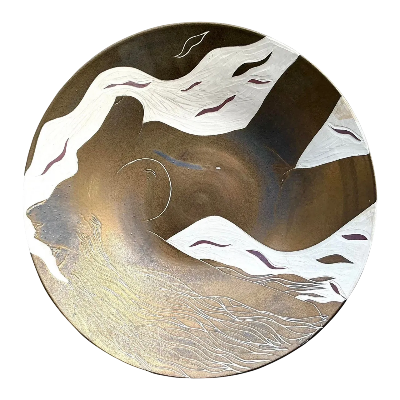Vintage Boho Hand Painted Nude Ceramic Bowl