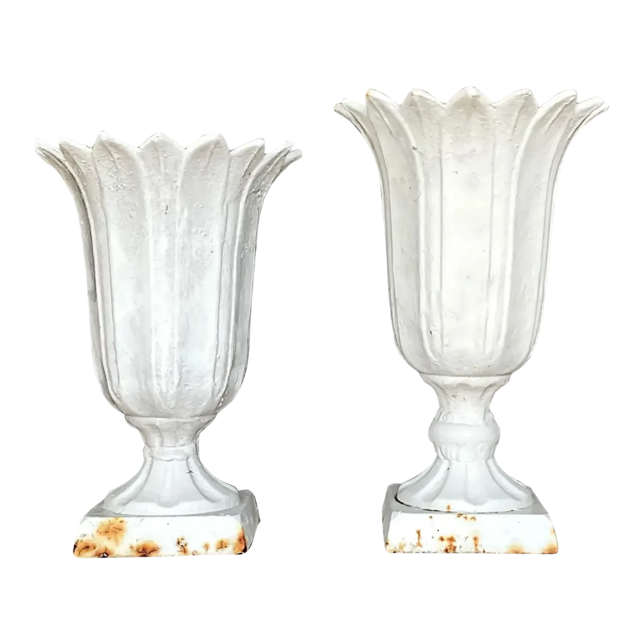Vintage Boho Henderson Iron Works Petal Urns - Set of Two