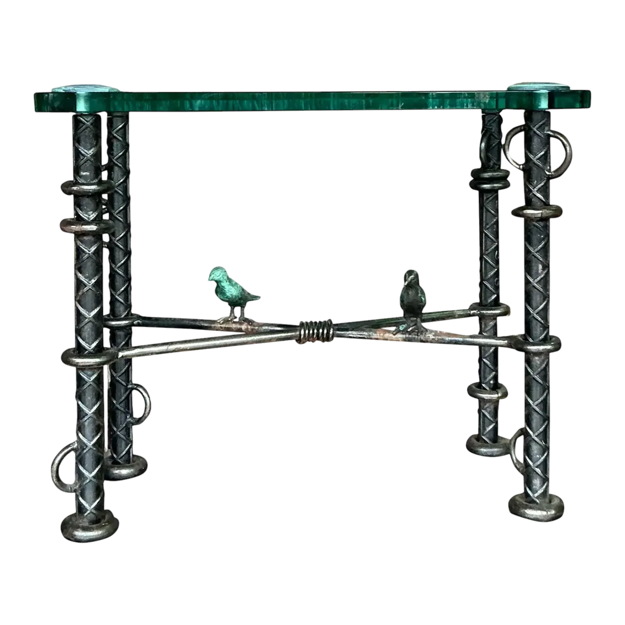 Vintage Boho Ilana Goor Rebar Birds Side Table