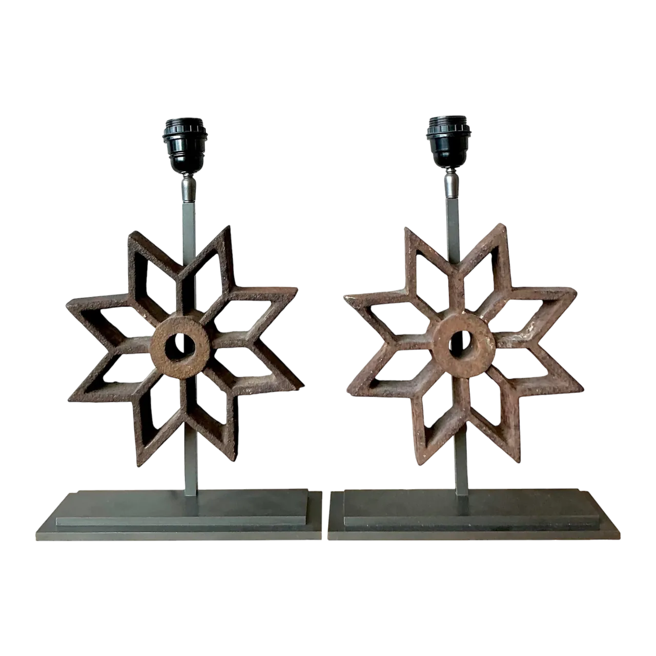 Vintage Boho Industrial Star Mold Lamps - A Pair